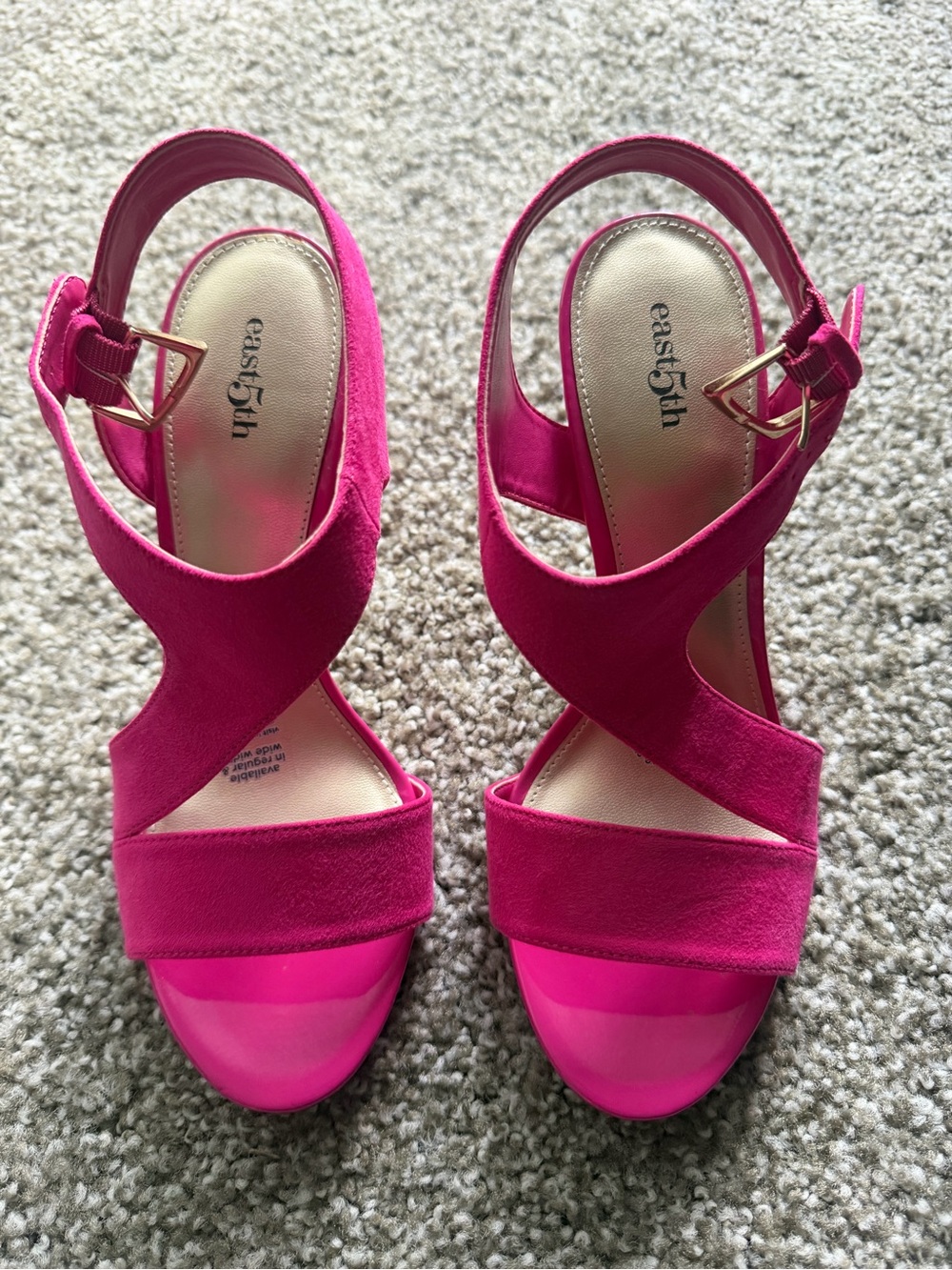 East 5th Hot Pink Suede Crisscross Slingback Heels